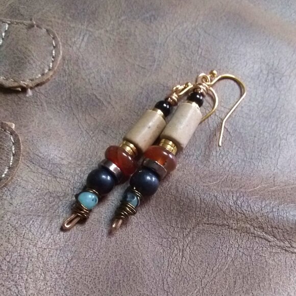 Handmade: Stack Earrings! Beaded Semi-Precious Stones ~ Each Pair is different! - Picture 6 of 8